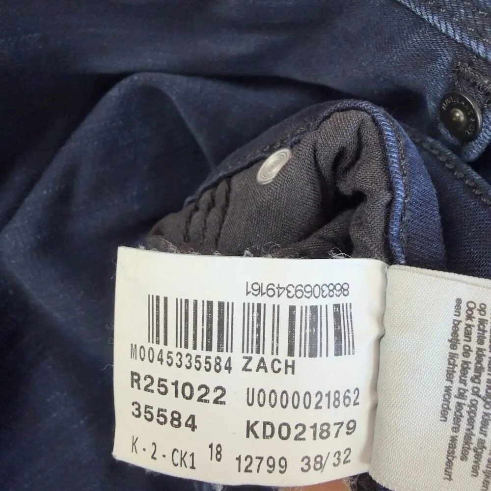Mavi Zach Straight Leg Jeans Men’s 37W 28.5L Stretch Cotton Blend Dark Wash Blue